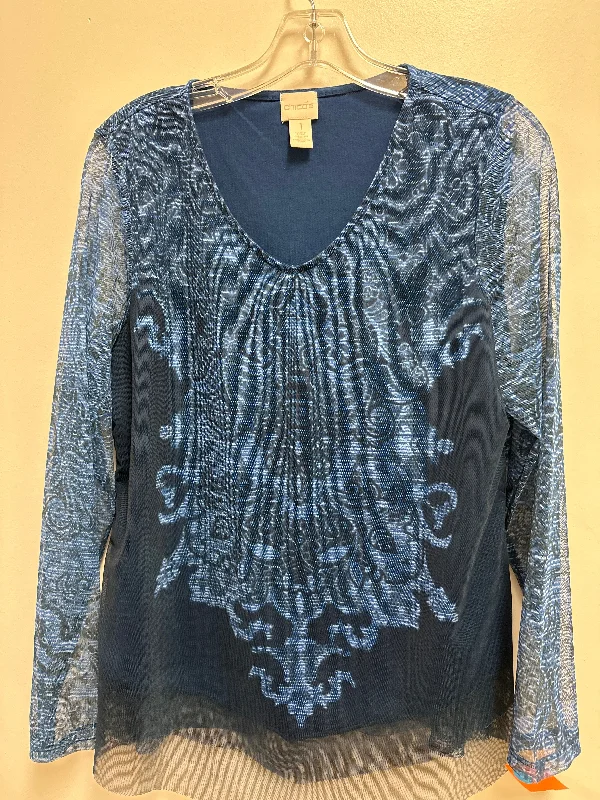 Top Long Sleeve By Chicos In Blue, Size: M