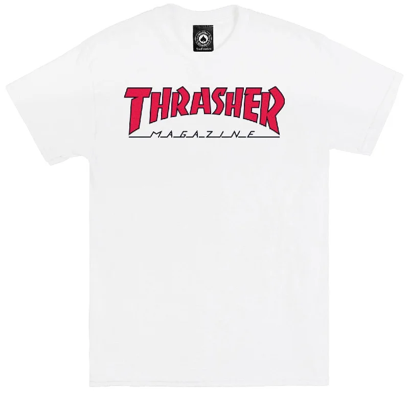 Thrasher Outlined T-Shirt - White/Red