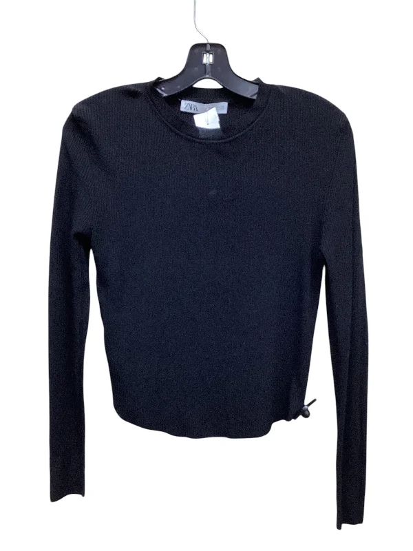 Top Long Sleeve By Zara In Black, Size: M