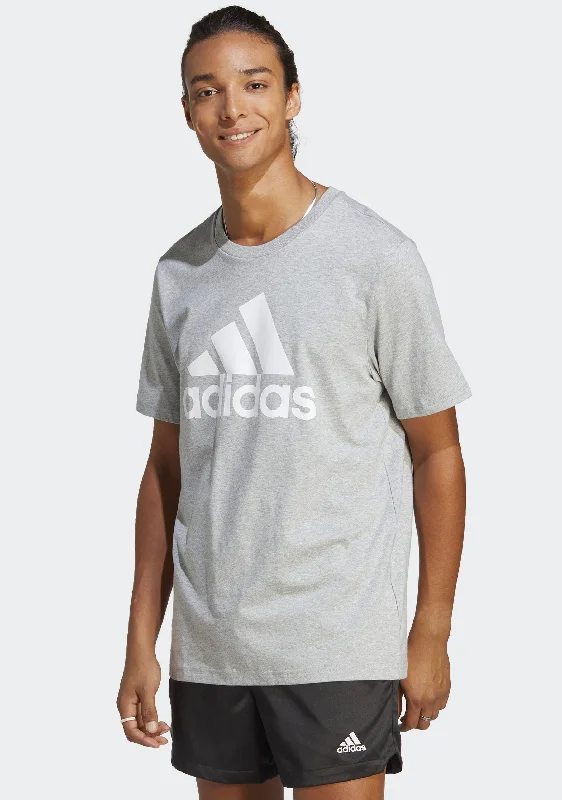 Adidas Men's Essentials Single Jersey Big Logo Tee Gray