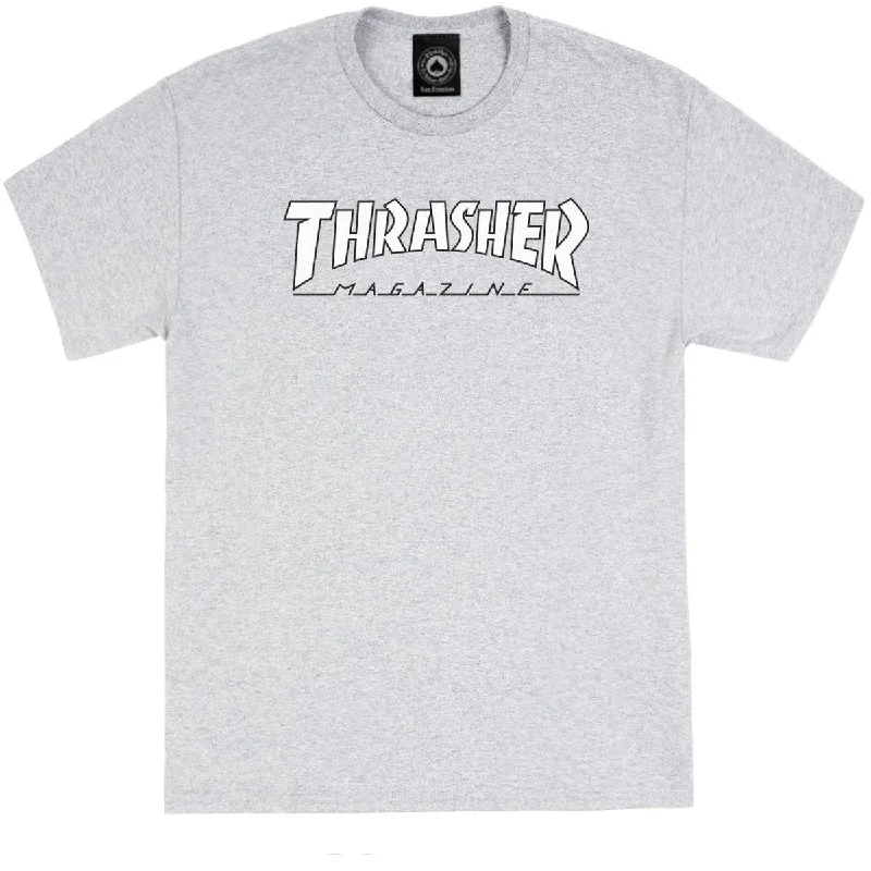 Thrasher Outlined Logo T-Shirt - Grey/White