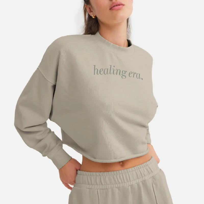 Organic Fleece Graphic Cropped Vintage Sweatshirt