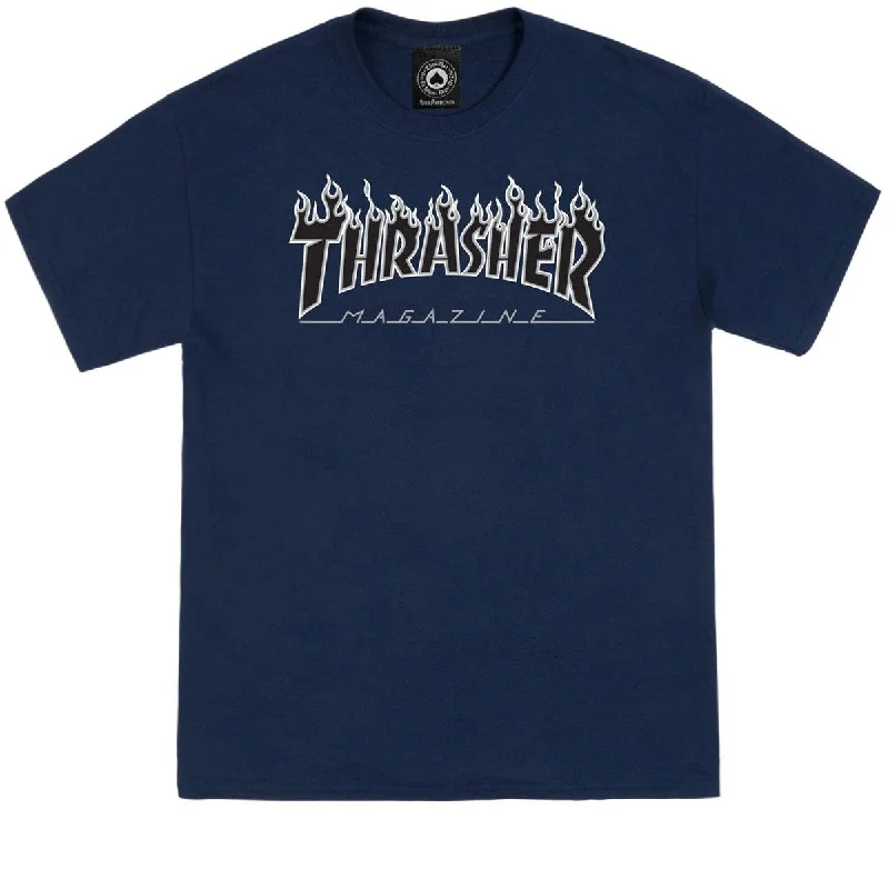 Thrasher Flame Logo T-Shirt - Navy/Black