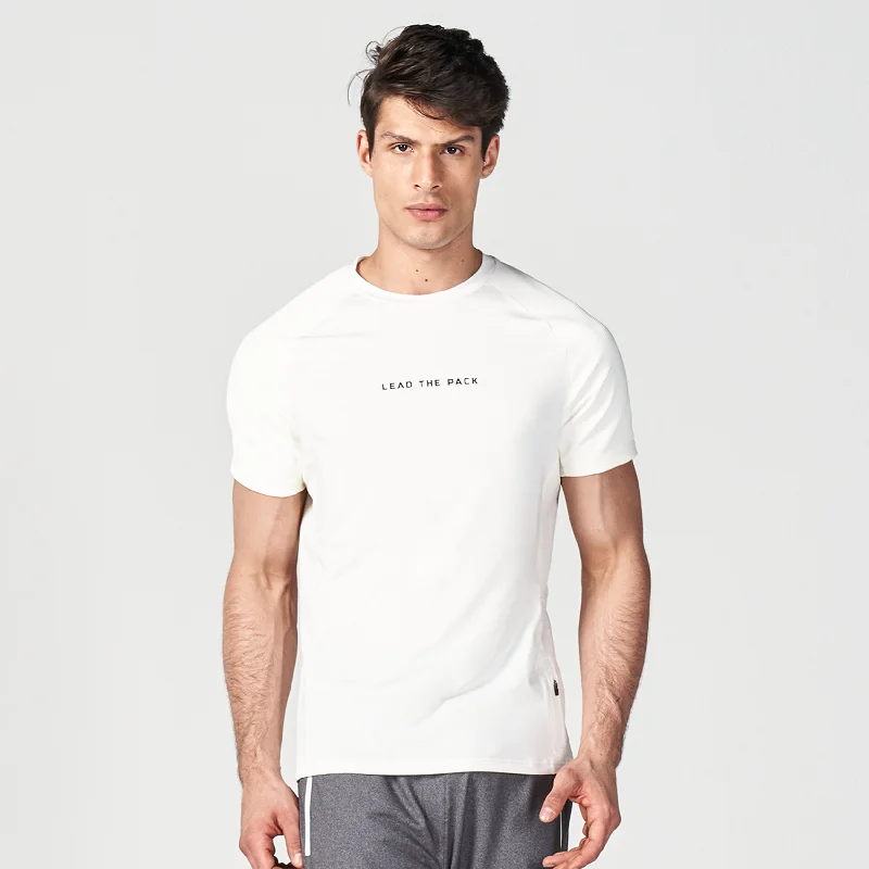 Statement Ribbed Tech Tee - Pearl White