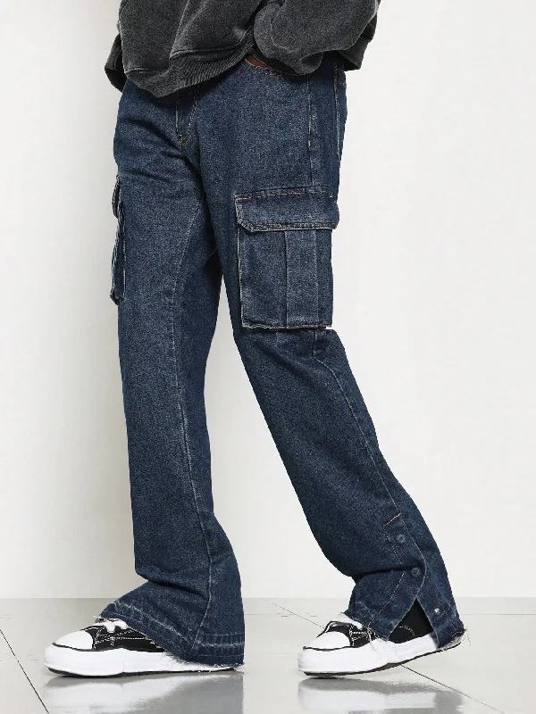 Flare Fit Cargo Jean With Side Slit