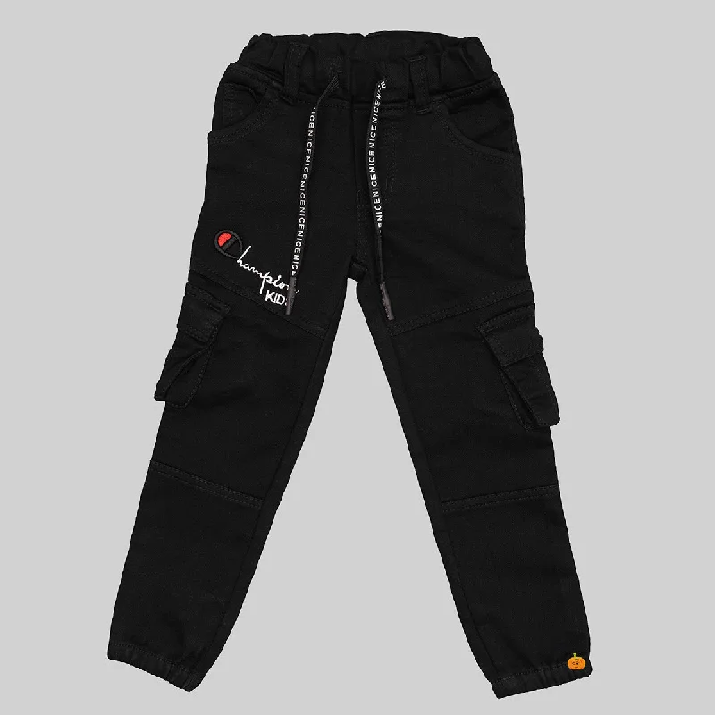 Black Elastic Waist Boys Jeans