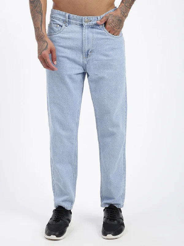 Men Blue Slim Fit Cropped Jeans