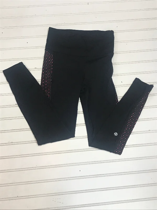 Athletic Leggings Capris By Lululemon In Black & Pink, Size: 4