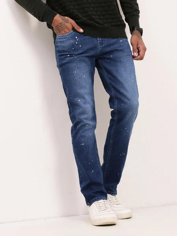 Men Blue Solid Straight Fit Jeans