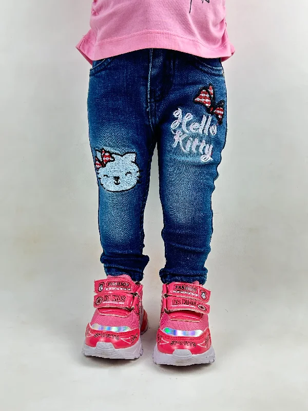 2Yrs - 5Yrs Prussian Blue Stretchable Denim Jeans For Girls GJ15