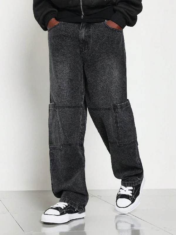 Loose Fit Washed Cargo Jean