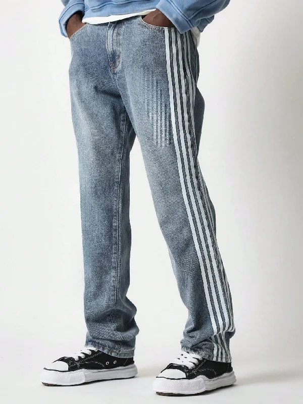 Flare Fit Side Stripe Panel Jean