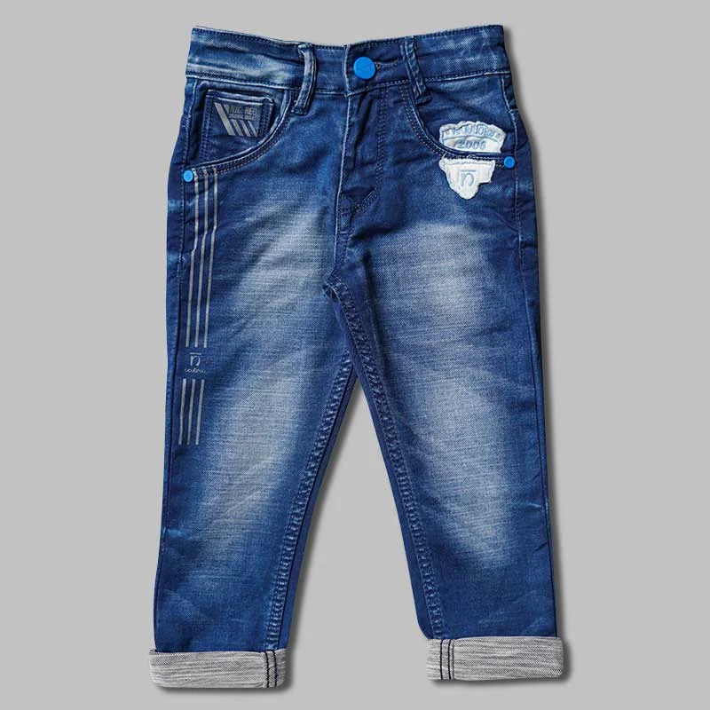 Blue Sheded Jeans for Boys