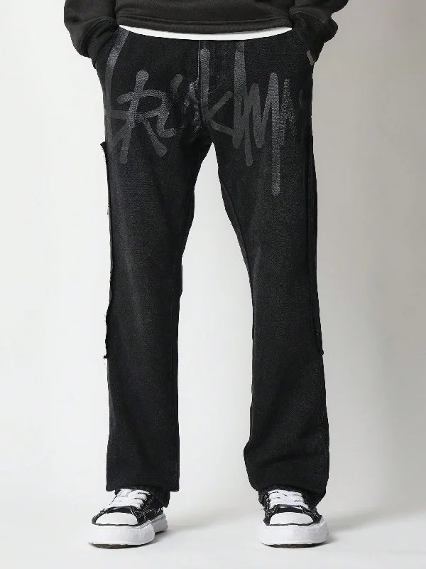 Flare Fit Front Graffiti Graphic Printed Jean