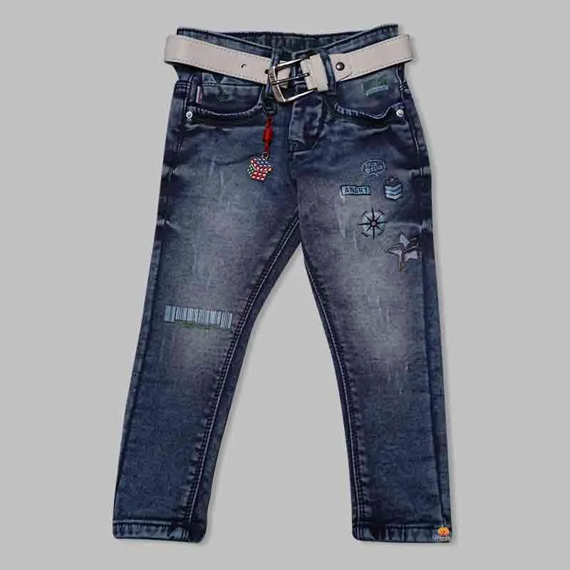 Regular Fit Belted Jeans for Kid Boys