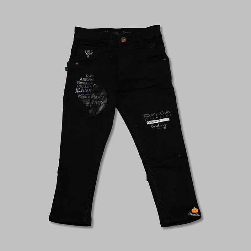 Black Fix Waist Jeans for Boys