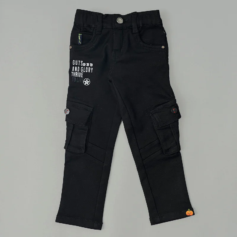 Black Elastic Waist Boys Jeans