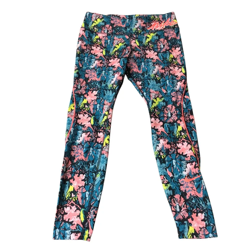 Athletic Leggings By Nike Apparel In Floral, Size: L