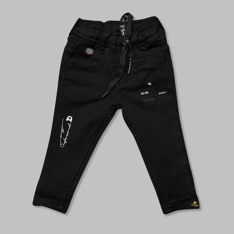 Black Drawstring Jeans for Boys