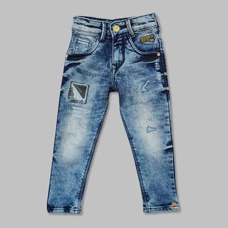 Faded Jeans for Boys with Button Closer