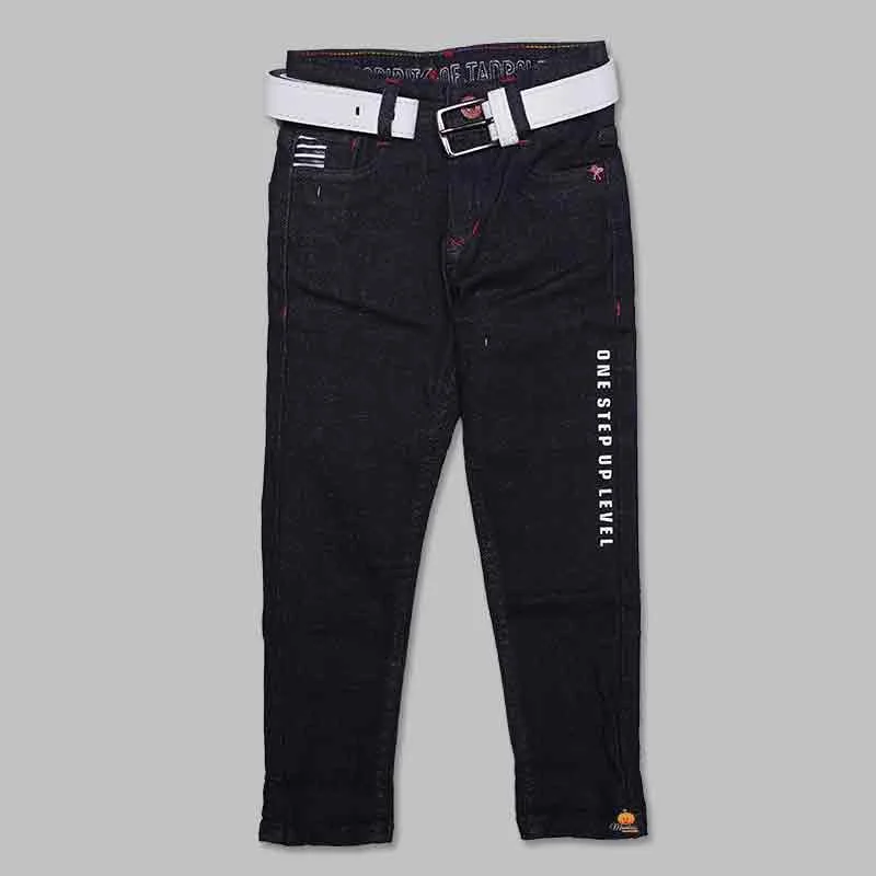 Black Boys Jeans With Belt For Kids