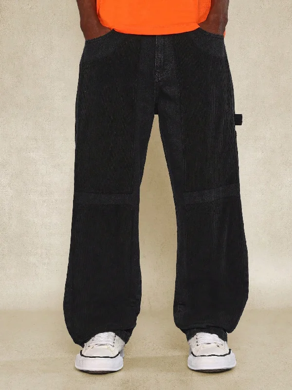 Flare Fit Carpenter Jean With Corduroy Panels