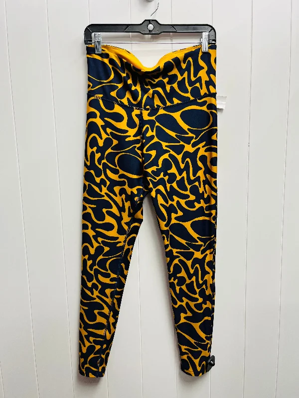 Athletic Leggings By Reebok In Blue & Yellow, Size: L