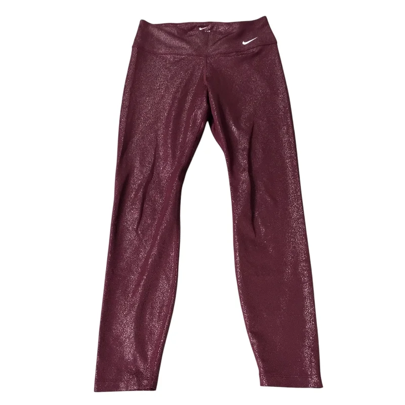 Athletic Leggings By Nike Apparel In Burgundy, Size: S