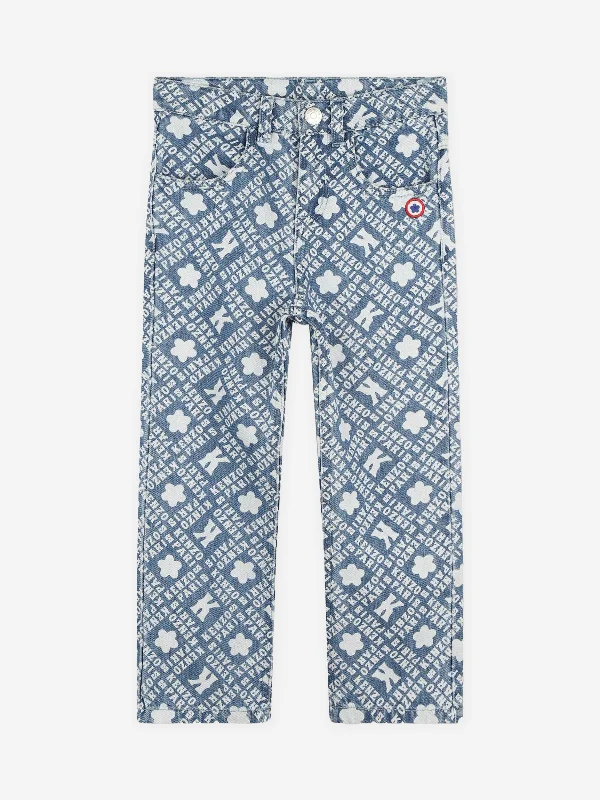 KENZO Kids Logo Print Jeans in Blue