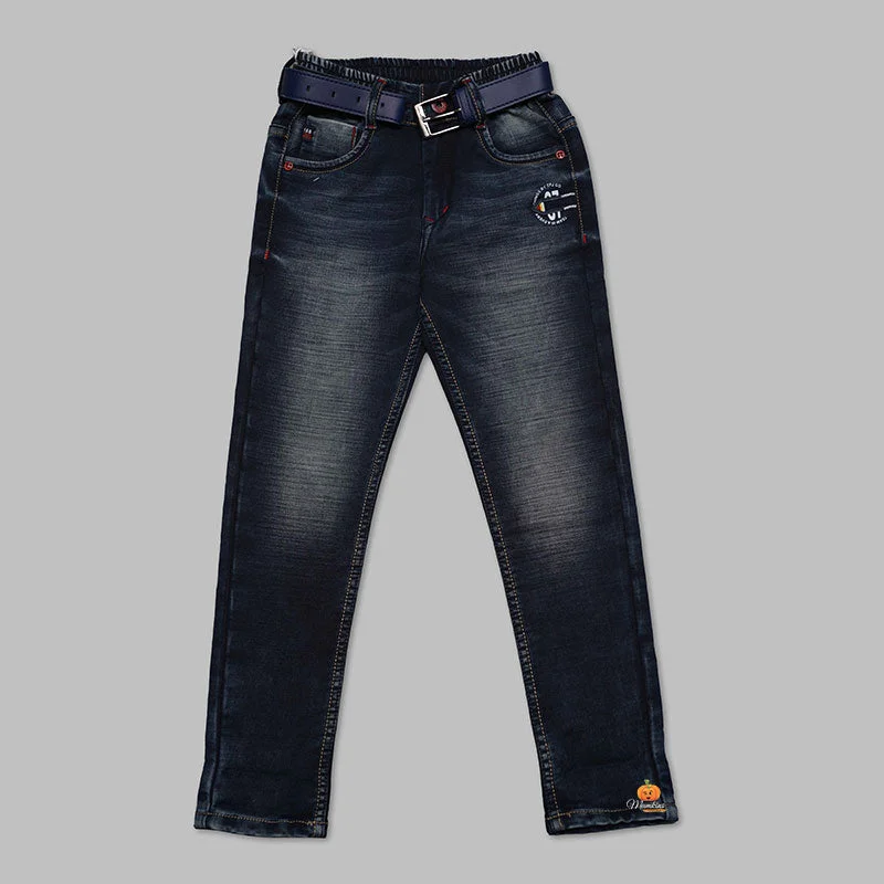 Dark Blue Slim Fit Denim Jeans for Boys