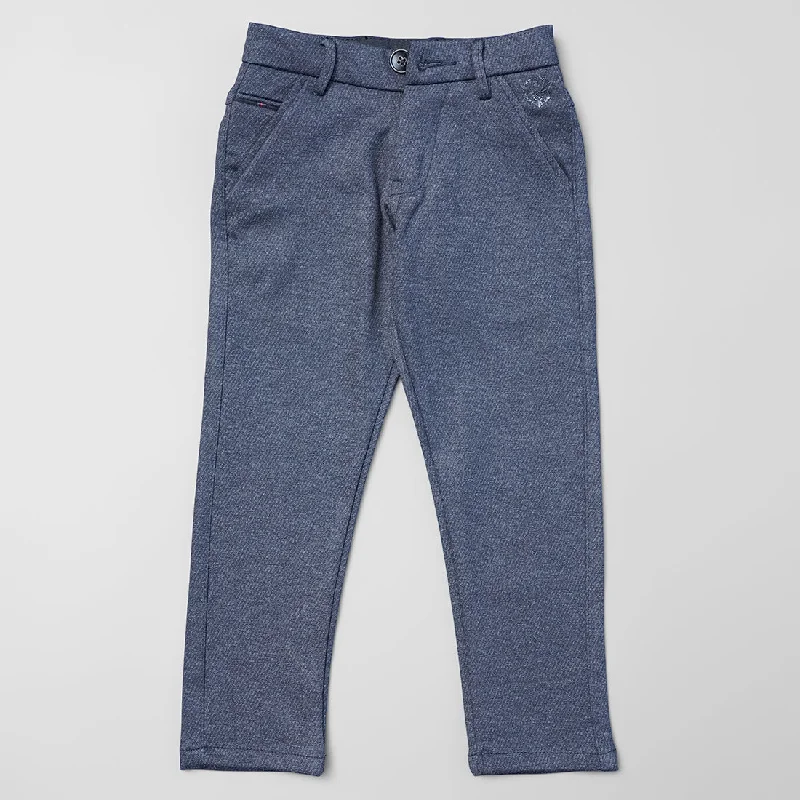 Dark Grey Solid Fix Waist Boys Jeans