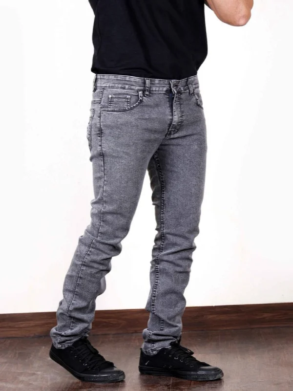 Dark Grey Regular Fit Stretchable Jeans For Men MDJ21