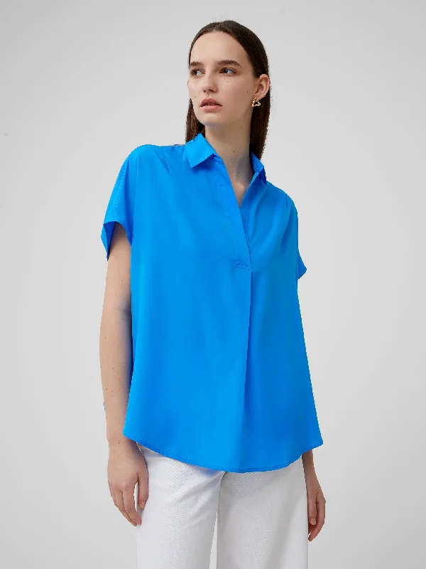 Crepe Light Cap Sleeve Popover Shirt