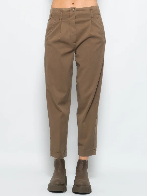 Pantaloni Carrot con Pinces Tortora