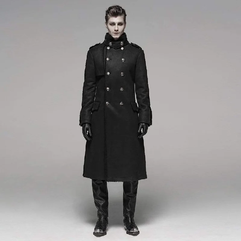 Men's Goth Military Style Double-breasted Long Coat