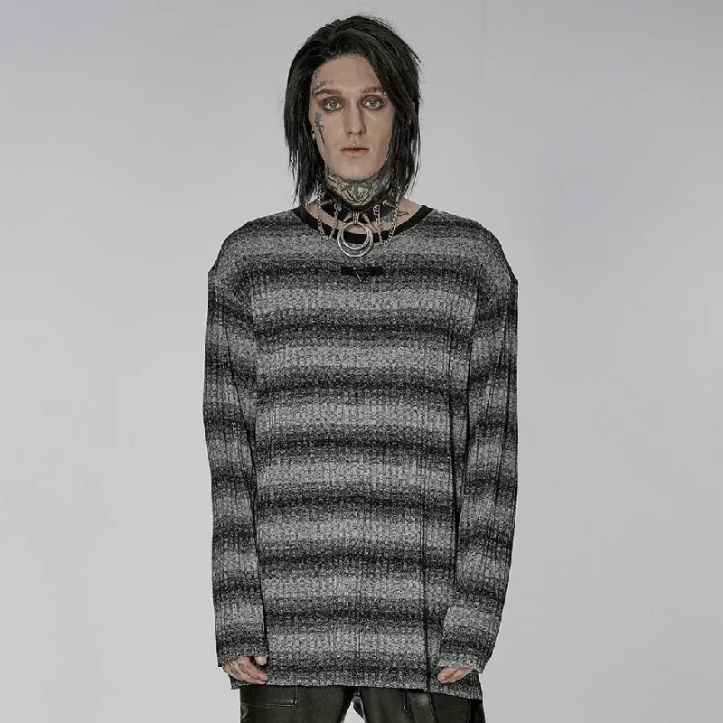 Men's Punk Double Color Striped Sweater