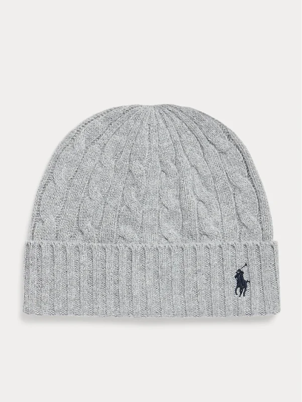 Cappello con Trecce e Ricamo Pony Grigio