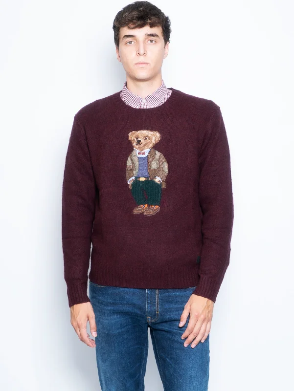 Maglia in Lana e Cashmere con Polo Bear Vinaccia