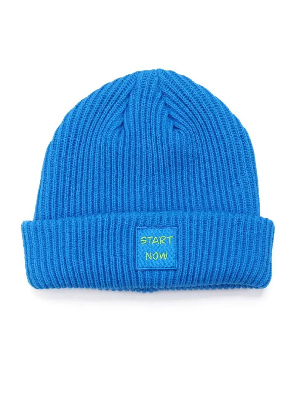 Cappello a Coste con Patch Start Now Blu