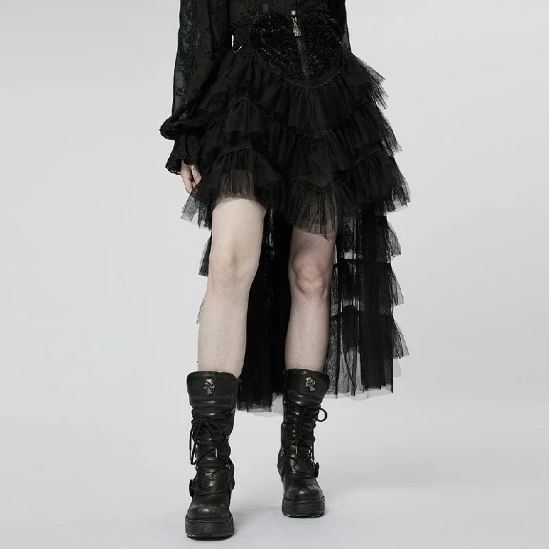 Women's Gothic Irregular Layered Mesh Skirt