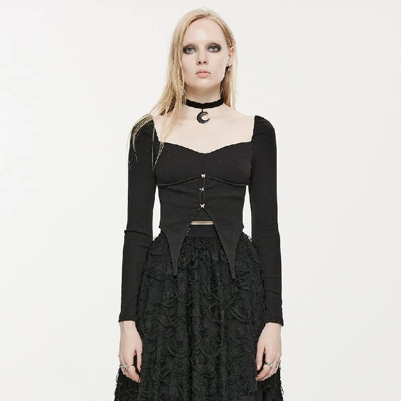 Women's Gothic Square Collar Long-sleeved Crop Top