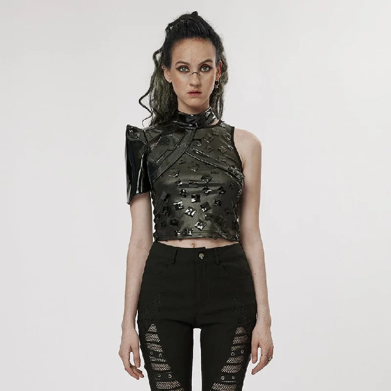 Women's Punk Stand Collar Patent Leather Body Harness